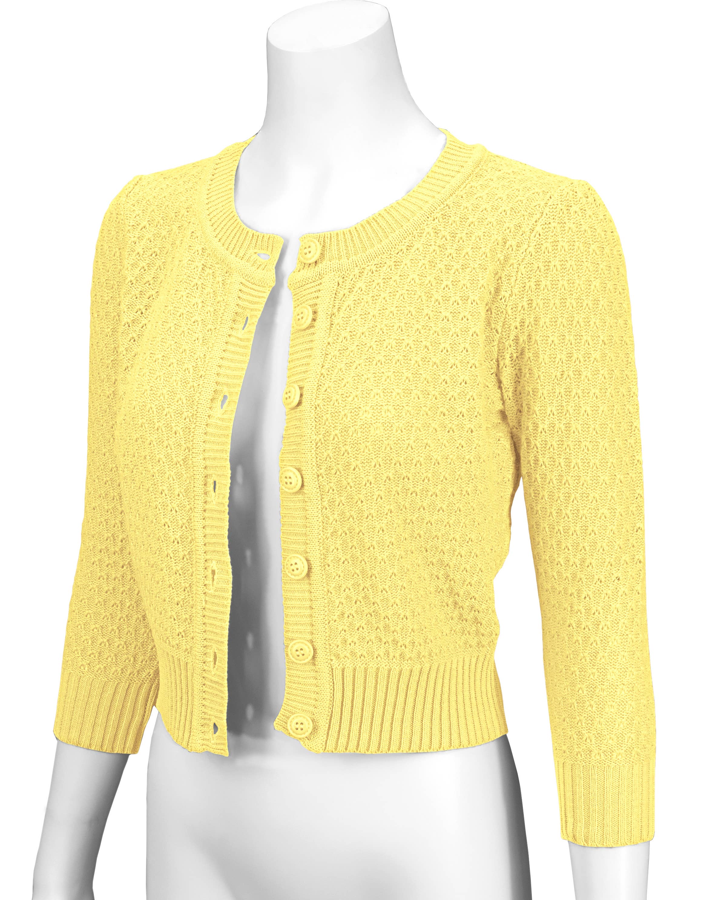 Mak – Engroshandel Cardigan - Dame – Mak 3/4-ærmet kort strikket cardigan med rund hals MK35147