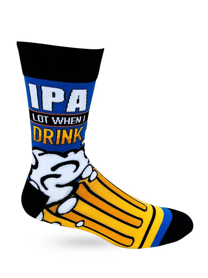 Fabdaz - Wholesale Socks - Men's - IPA Lot When I Drink Men's Novelty Crew Socks2