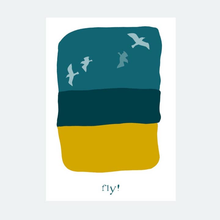 Vola! Stampa gabbiani, stampa gabbiani colorati per la vendita all'ingrosso da parte di Little Bird Editions