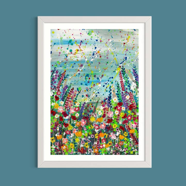 Wildflowers Vibrant Floral Print for wholesale by Emma LC Art
