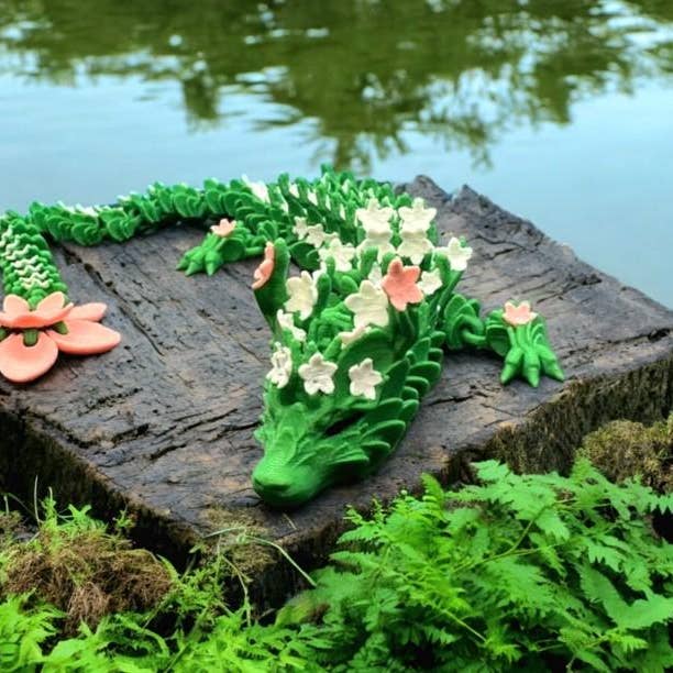 Long Articulated Kawaii Flower Dragon Figure for wholesale by 3DHotShop