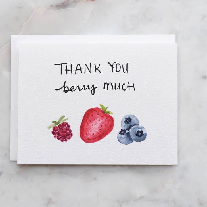 Thank You Berry Much Card for wholesale by Paintings by Kalie Rose