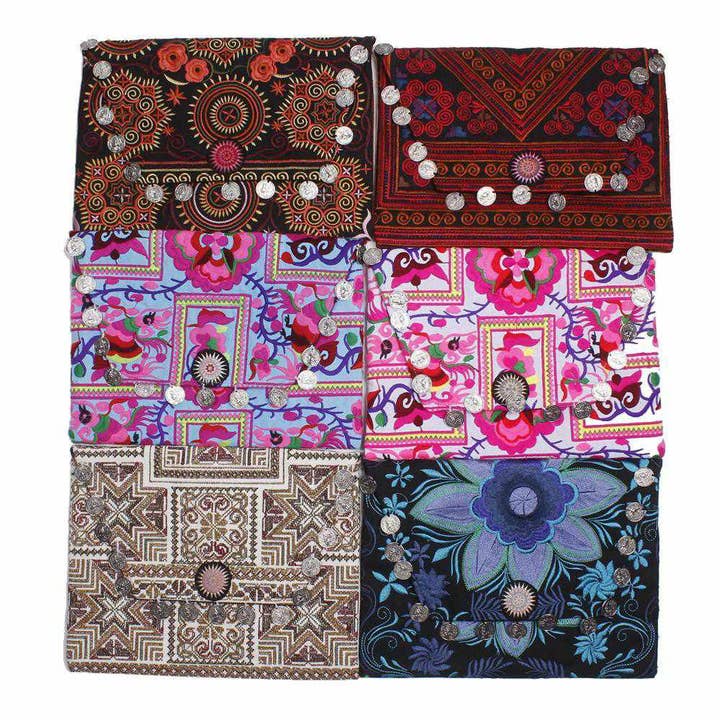 CONFEZIONE: Borsa a Mano Boho-chic Eticamente Realizzata 6 Pezzi - Thailandia per la vendita all'ingrosso da parte di Lumily