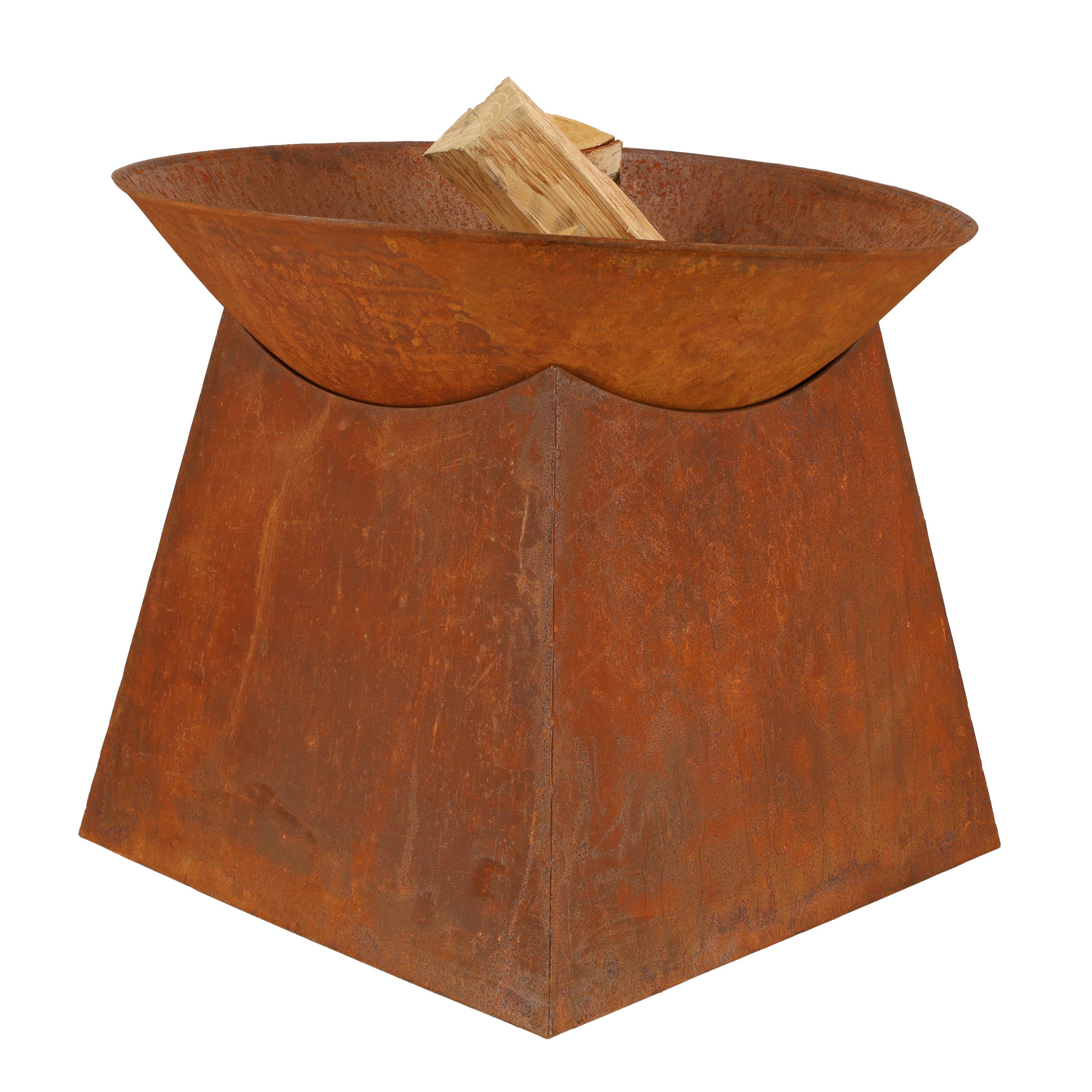 Esschert Design USA - Wholesale Fire Pit - Fire Bowl w/Wood Storage, Steel, Rust2