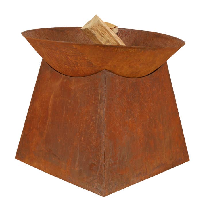 Esschert Design USA - Wholesale Fire Pit - Fire Bowl w/Wood Storage, Steel, Rust2