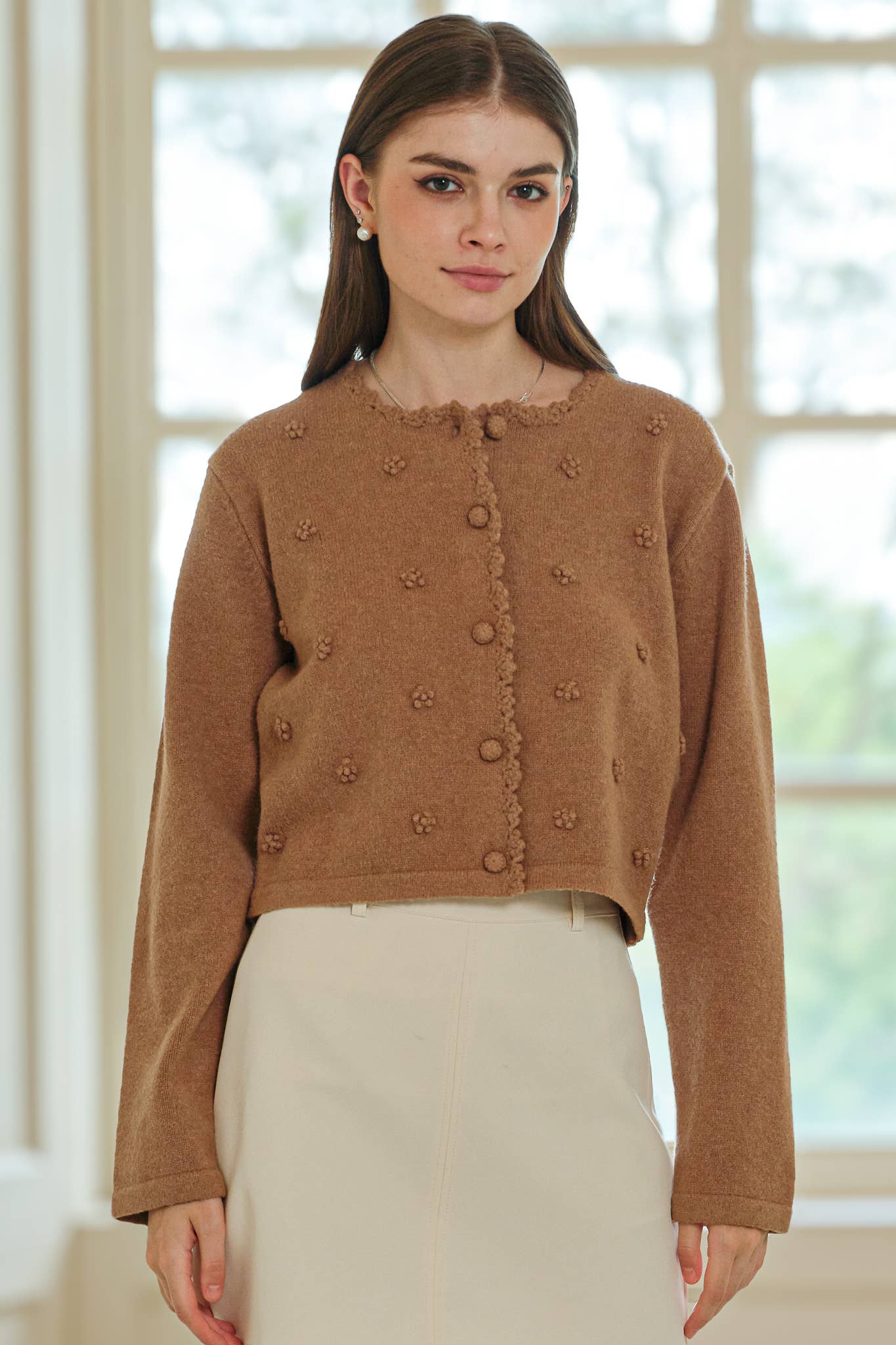 ROSIE POSIE - Wholesale Cardigan - Women's - RP2579 - Pom Pom Buttoned Cardigan5