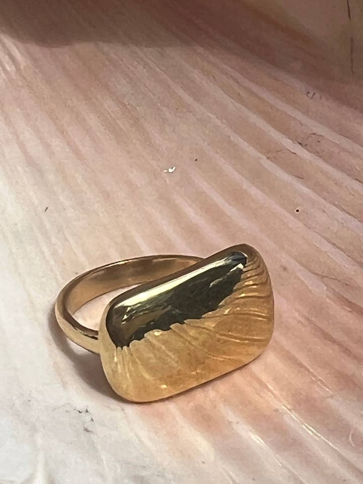 Hand Cast Brass Large Rectangle Ring - Arlo for wholesale by Océanne