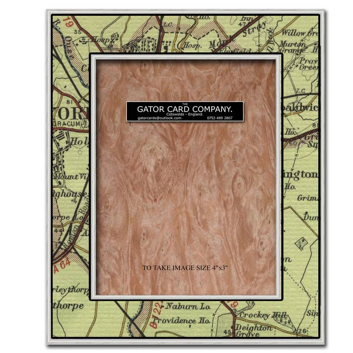 Moldura para Foto 1657 em Papel de Mapa com Folheado 4"x3". por atacado de Gator cards