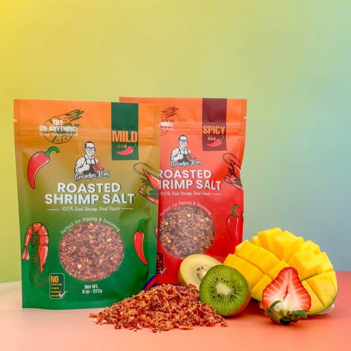 PACK COMBO de Sel de Crevettes Rôti PREMIUM, DOUX & ÉPICÉ pour la vente par Grandpa Kong