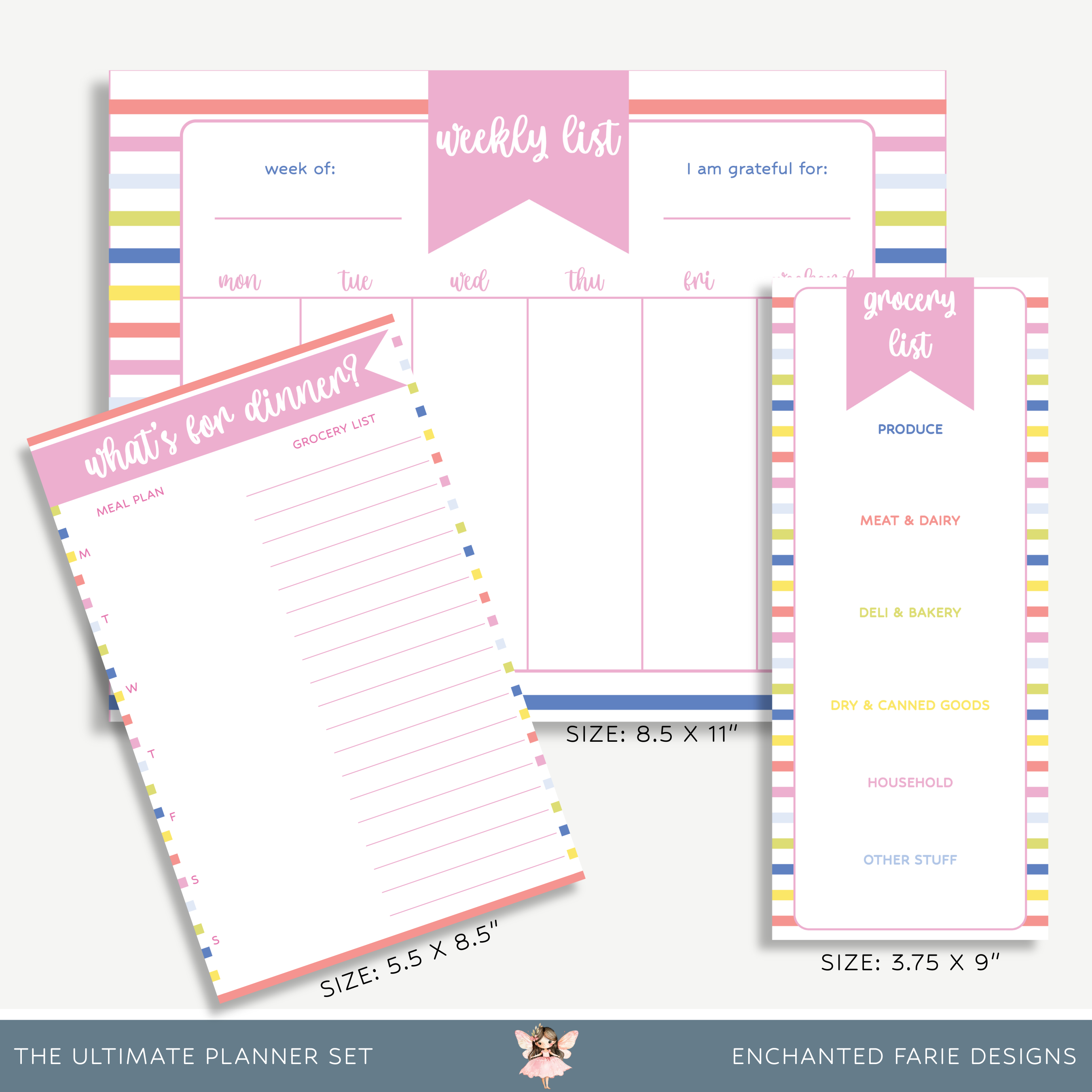 Enchanted Farie Designs - Wholesale Planner - The Ultimate Planner Set – Meal Plan, Grocery List & Weekly Planner ✨5