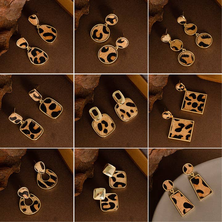 Brincos de Pêlo Natural de Cavalo com Estampa de Leopardo Acessórios de Moda de Luxo por atacado de DREAM VERA APPAREL