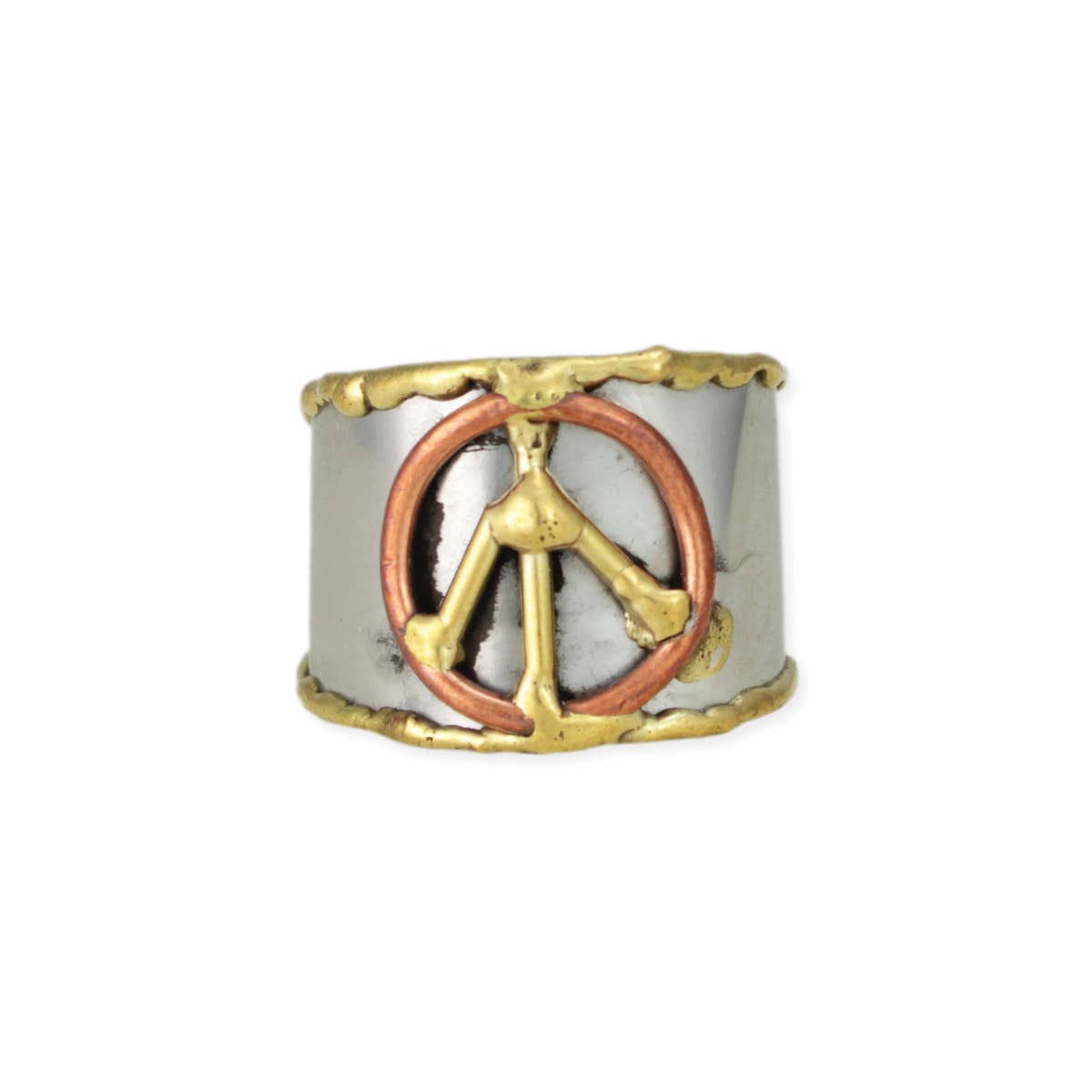 ZAD - Wholesale Signet Ring - Mixed Metal Peace Sign Ring3