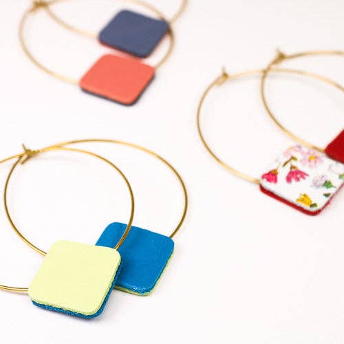 Boucles d'oreilles Rond / Carré pour la vente par Chikiboom