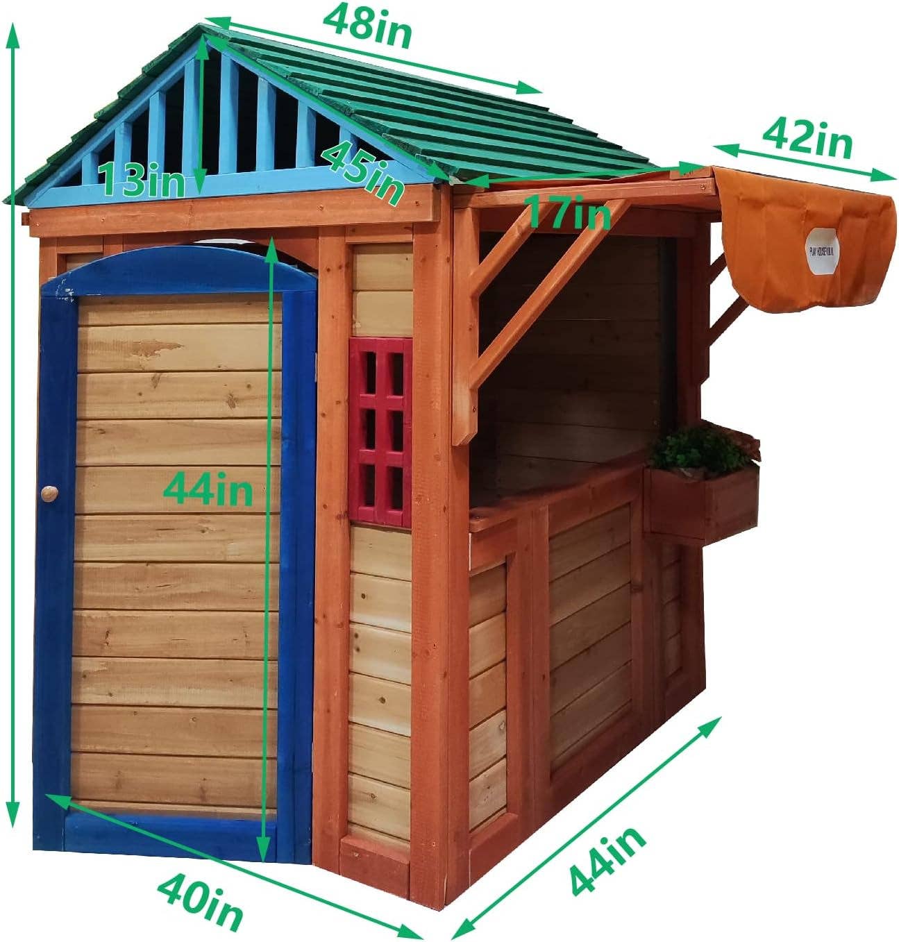 ShipItFurniture - Wholesale Wood Toy - Kids - Wooden Outdoor Playhouse With Awning And Ball Wall8
