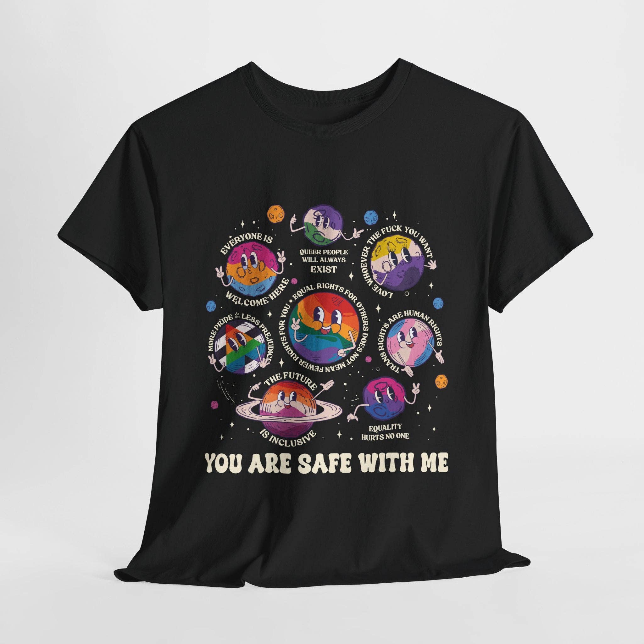 Kennidi Co. - Wholesale Screen Printed T-Shirt - Unisex - You Are Safe With Me- LGBTQIA+ Ally T-shirt0