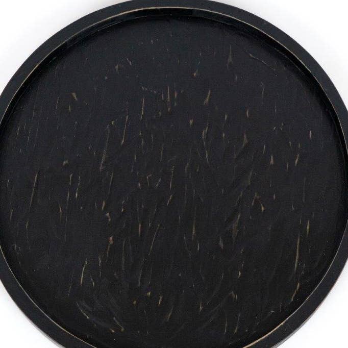 Adams & Co. - Wholesale Decorative Tray - 11806 - 15.5x15x1 wood round tray (TRAY) black