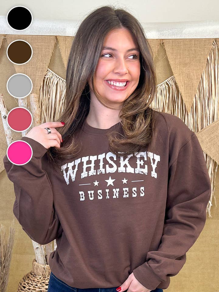 Whiskey Business Graphic Sweatshirt for wholesale by Sugar Stitch