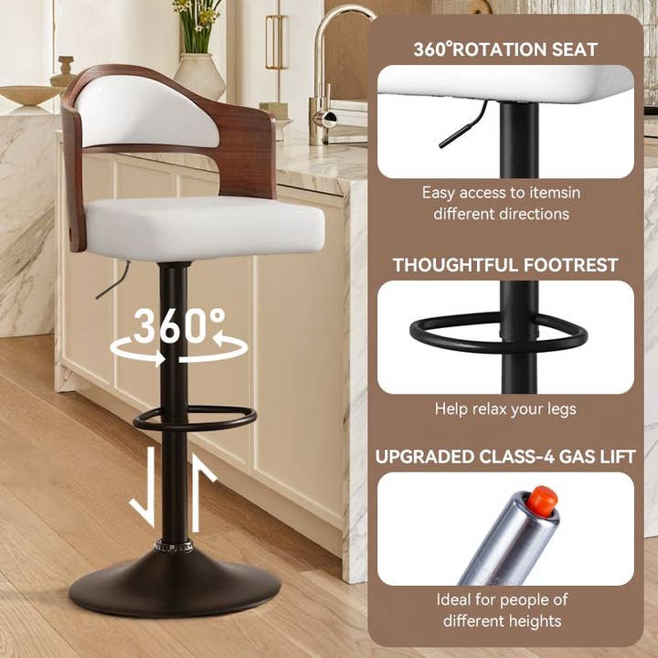 BlakOutlet - Wholesale Stool - Set of 2 Wooden Barstools PU Leather Upholstered Bar Chairs20