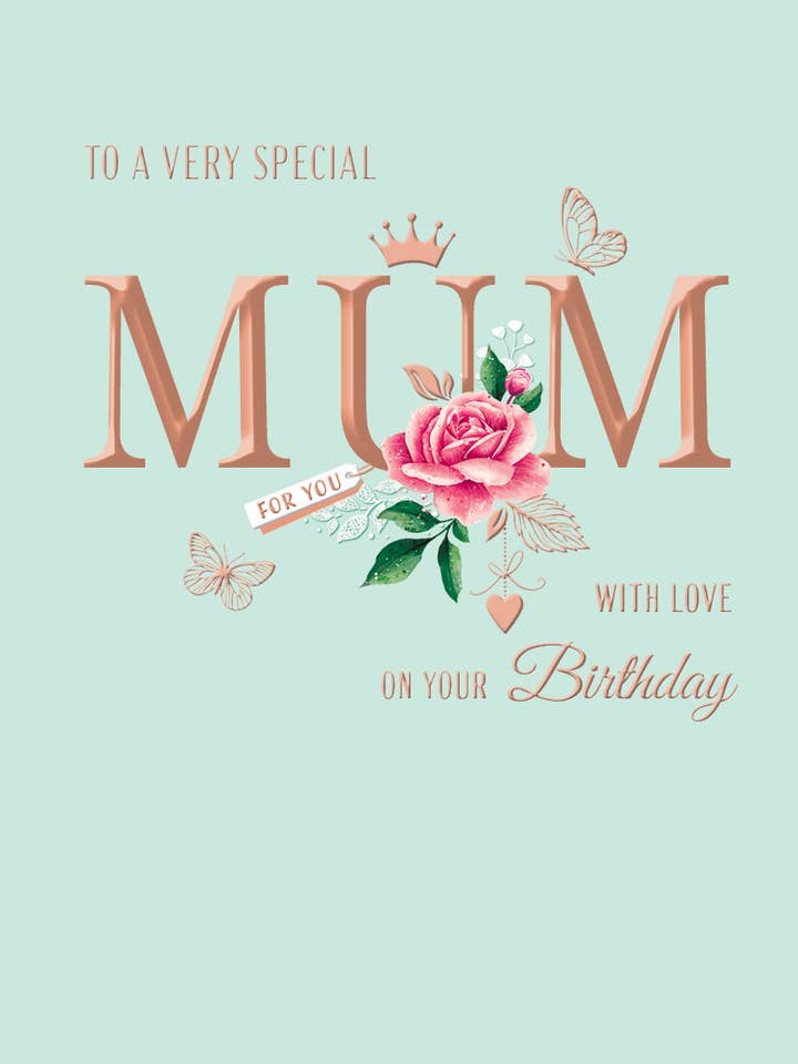 Birthday Card, Mum, Flower On Mint for wholesale by Piccadilly Greetings