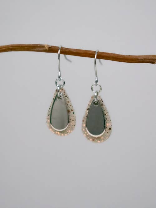 Dainty Leather Teardrop w/ Silver Teardrop for wholesale by Oak Creek Collection Handmade