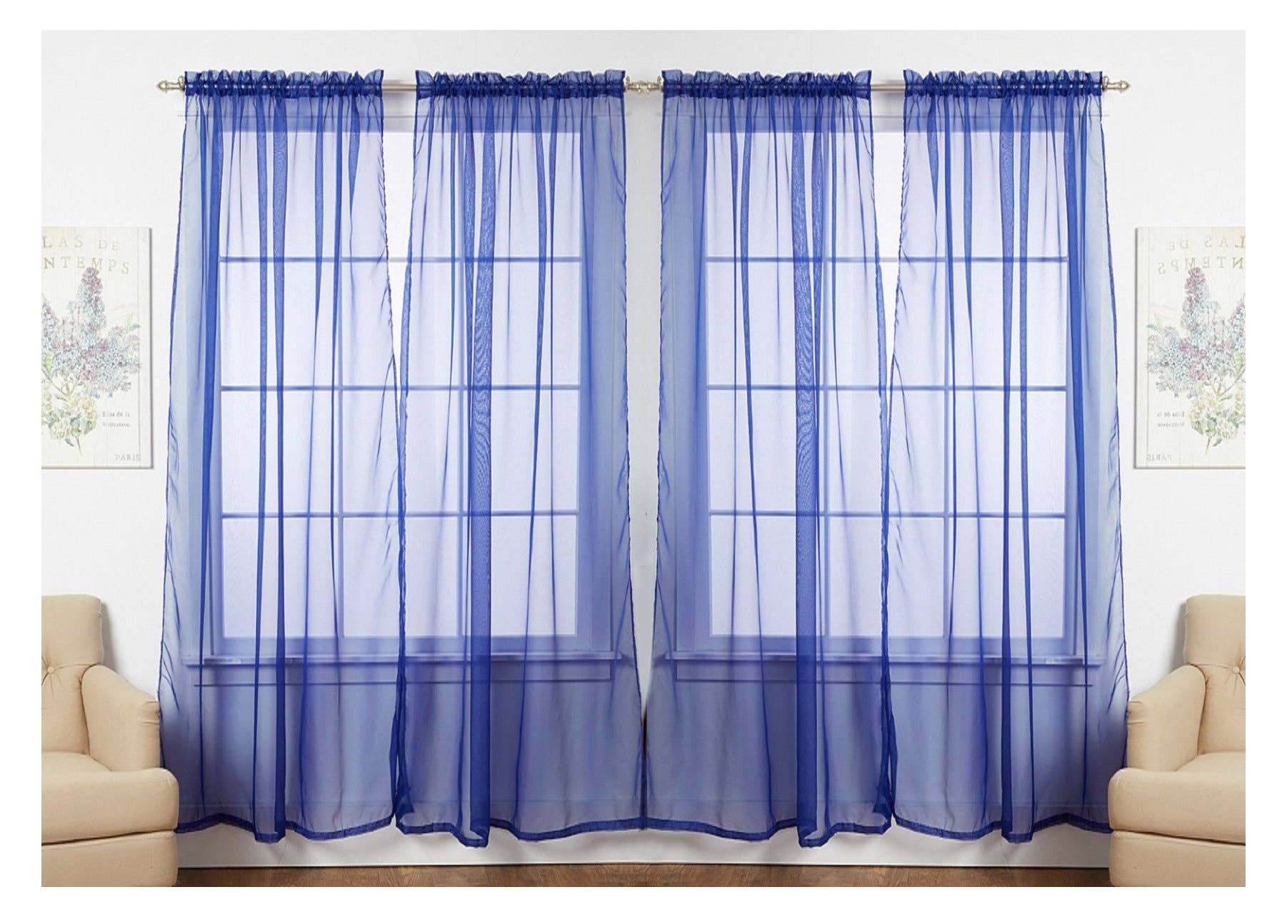 J&V TEXTILES - Vente Rideaux - J&V TEXTILES Lot de 4 panneaux de rideaux de fenêtre transparents4