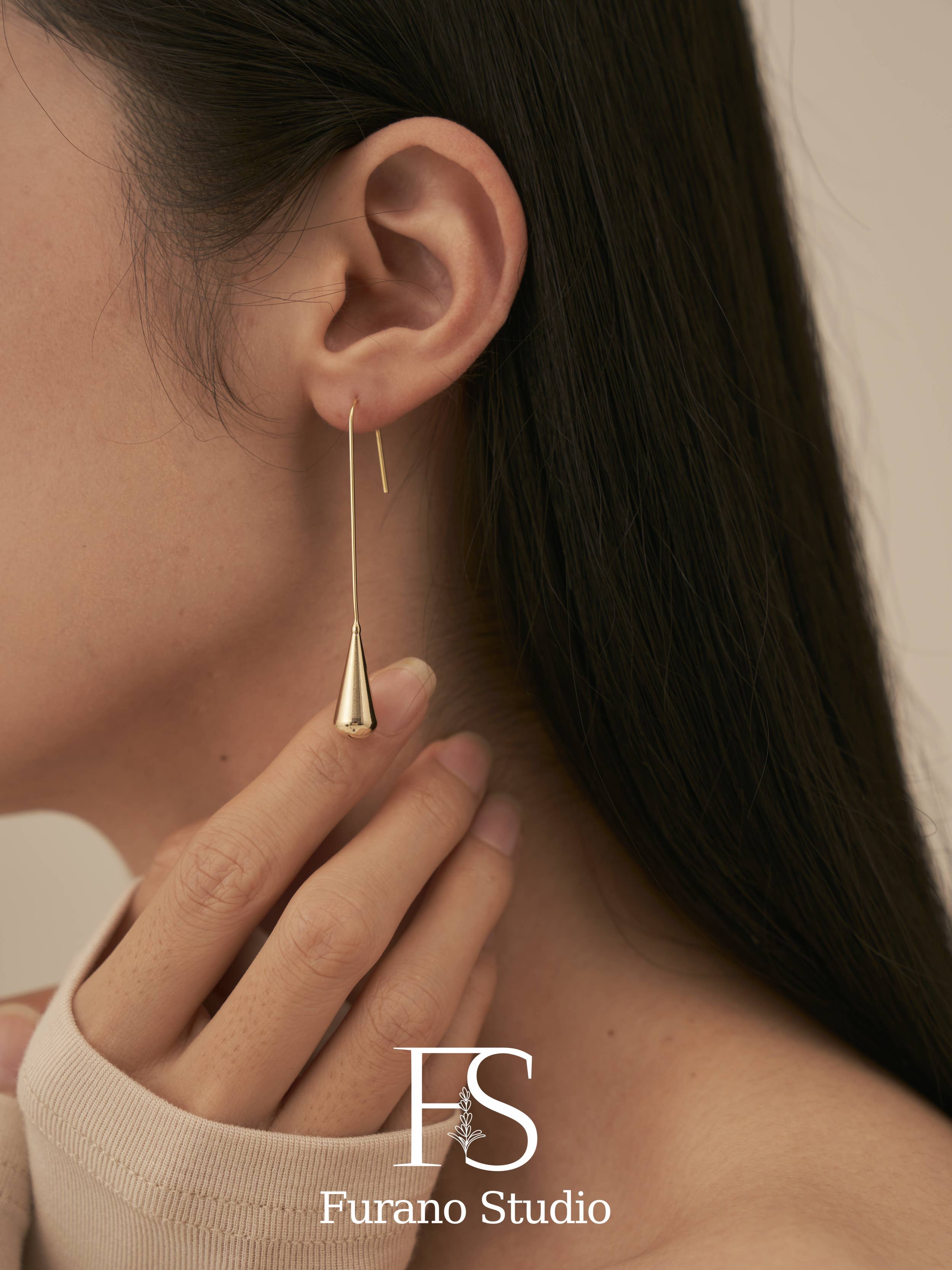 Furano Studio - Wholesale Dangle Earrings - 14K Gold Plated Dainty Water drop earrings5