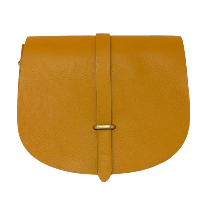 Sam Loop-Closure Leather Saddle Bag – Yellow for wholesale by Artisan Stories