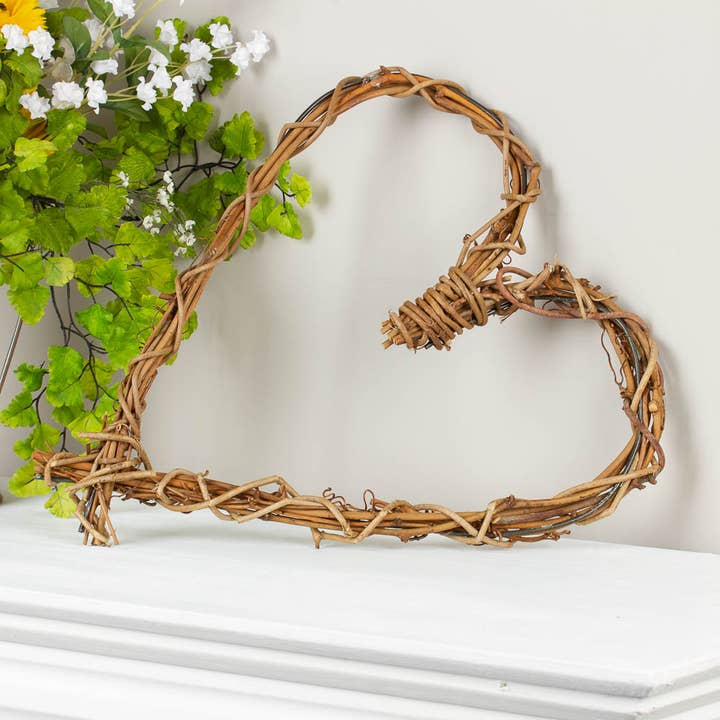 Factory Direct Craft - Wholesale Wreath - 12" Natural Grapevine Heart Wreath - Rustic Vine Twig Decor1