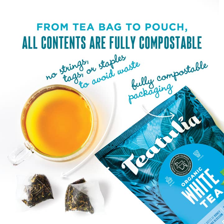 Teatulia Organic Teas - Wholesale Tea Bags - White Tea 50ct Bulk Organic Pyramid Tea Bags