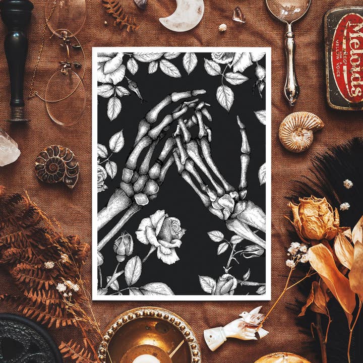 Skeleton and Roses - Giclée Art Print for wholesale by Print is Dead