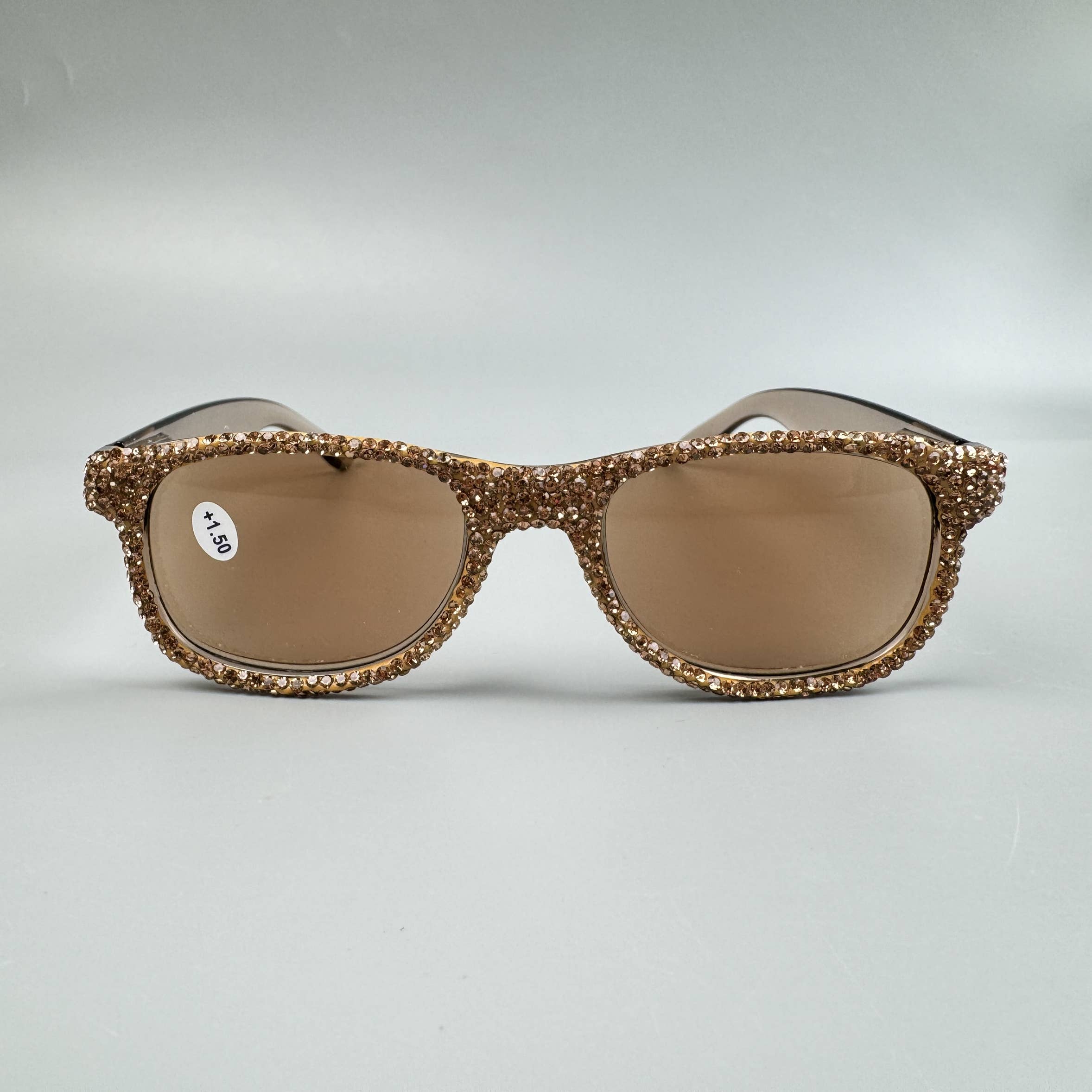 Ole - Wholesale Sunglasses - Women's - Rhinestone Rectangle Sun Reader G0486 - Gold5