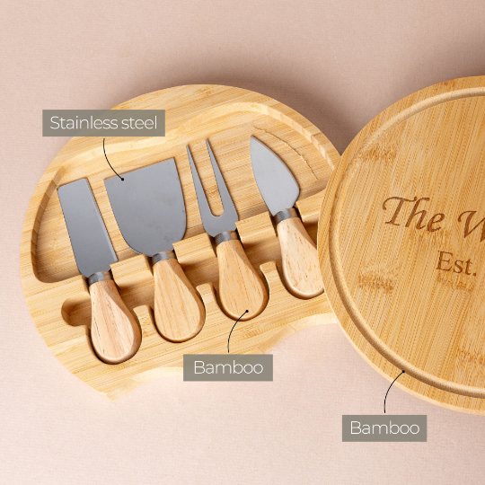 Famgraving - Wholesale Cheese Board - Personalized Charcuterie cheese knives board Set/4 Pieces 10