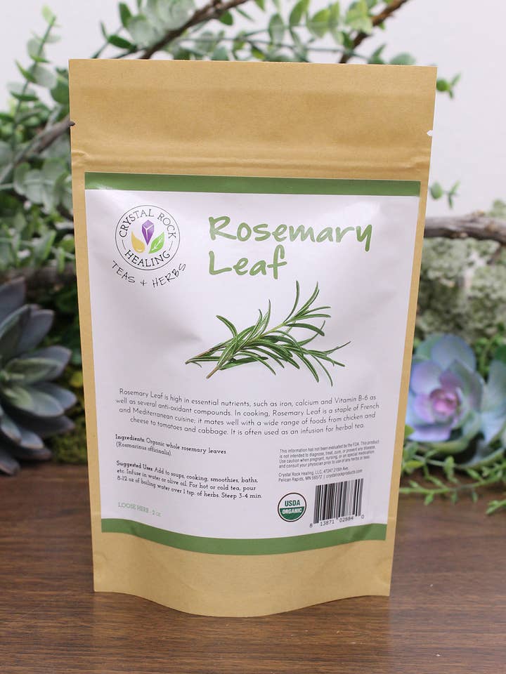 Herbe en vrac à feuilles de romarin, 2 oz, biologique pour la vente par Crystal Rock Healing, LLC