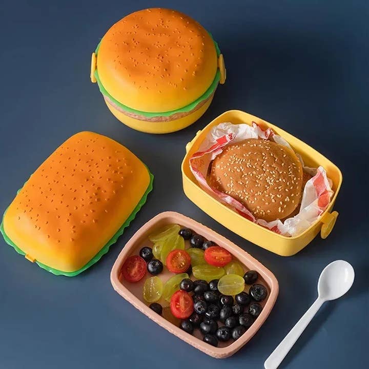 Haaro – Engroshandel Madpose/-kasse – Børn – Kreativ hamburger plastik madkasse til børn