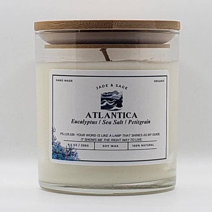 ATLANTICA SOY 8.5 OZ. CANDLE for wholesale by Jade & Sage LLC