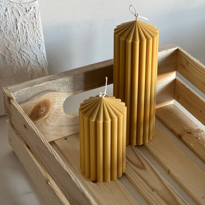 Project Helios - Wholesale Pillar Candle - Ribbed pillar candles, Soy wax, Table decoration1