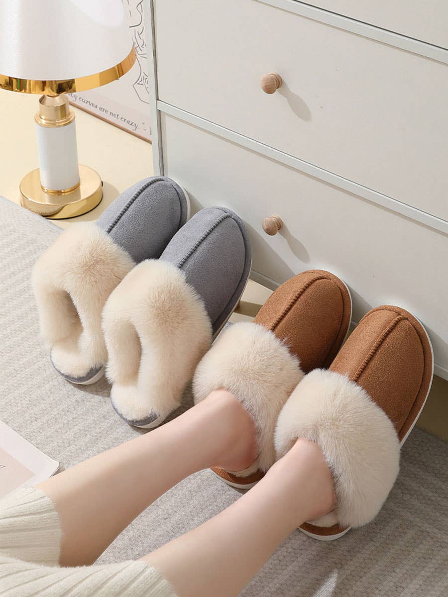 DOUBLJU - Wholesale Slippers - Women's - Winter Faux Fur-lined Home Warm Plush Slippers9