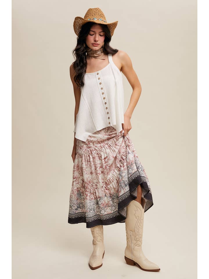 Listicle - Wholesale Skirt - Women's - Convertible Bohemian Smocked Maxi Skirt & Tube Dress6