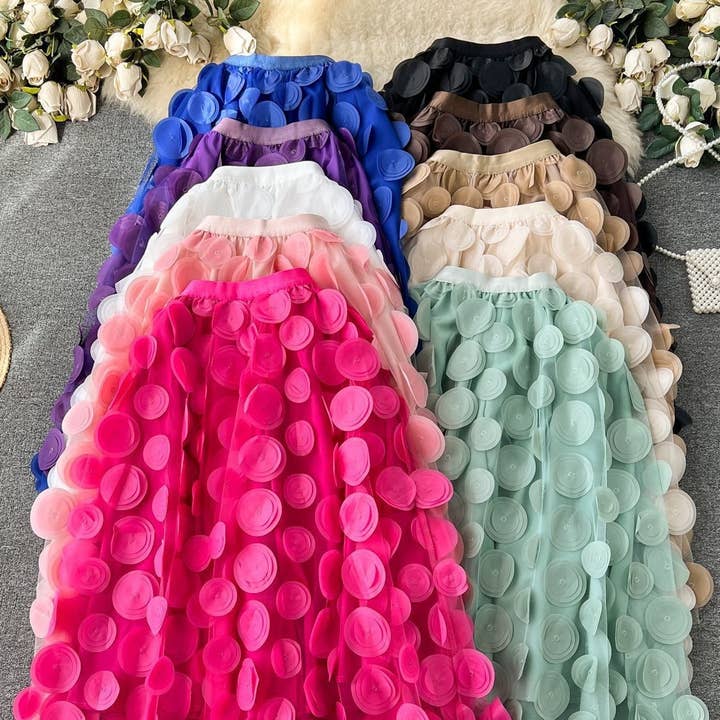 SK118 Ampie gonne a cerchio impreziosite per la vendita all'ingrosso da parte di PEACH ACCESSORIES