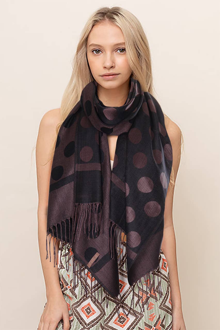 Hana - Wholesale Scarf - Women's - Polka Dot Pattern Pashmina Scarf10