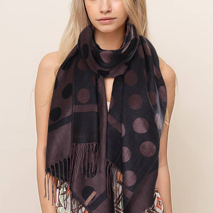 Hana - Wholesale Scarf - Women's - Polka Dot Pattern Pashmina Scarf10