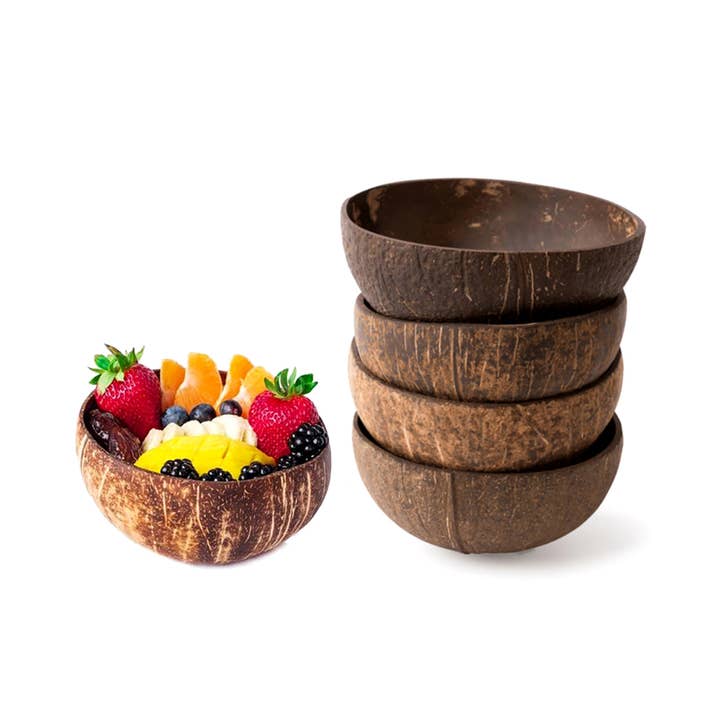 OMA - Eclectic Home - Wholesale Serve Bowl - Set Of 4 Coconut Bowls Natural Organic Serving Buddha Bowls