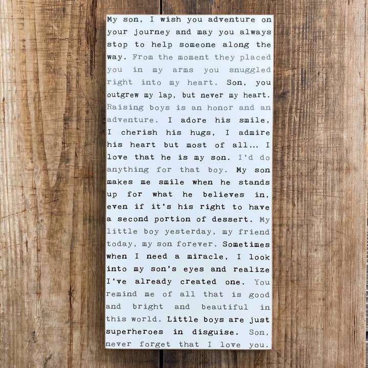 Cedar Mountain Studios - Wholesale Sign - Son - Typewriter Sign