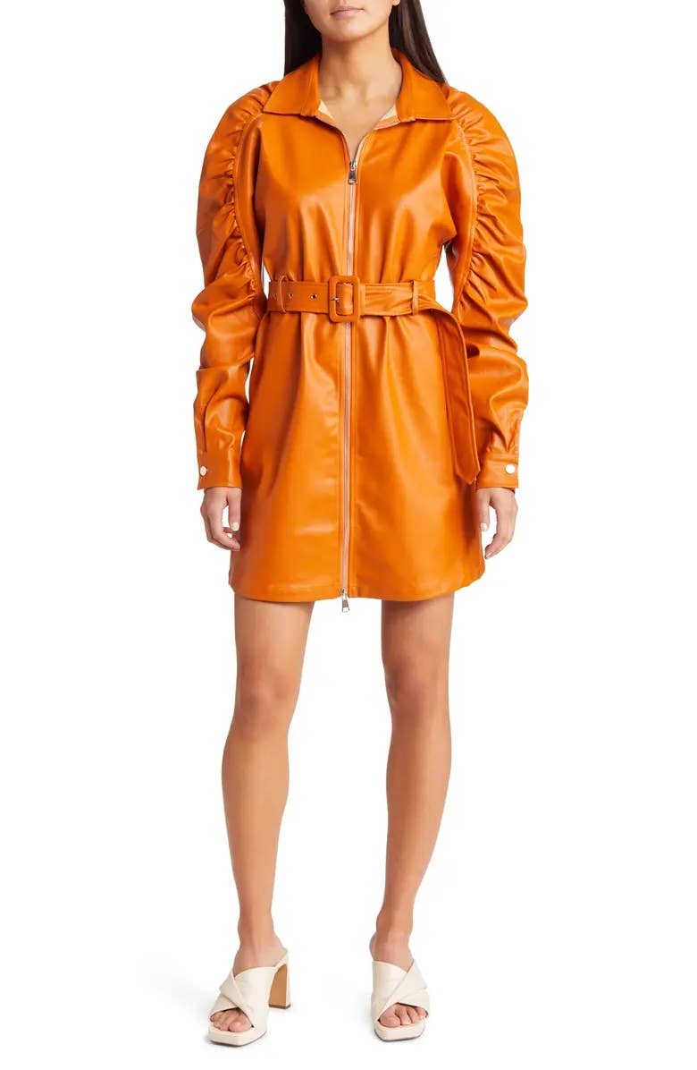 Amy Lynn - Wholesale Dress - Women's - Bia Faux Leather Belted Ruche Dress5