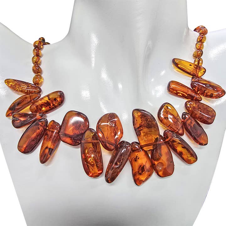 Cognac Amber Cleopatra Style Necklace for wholesale by Amberman