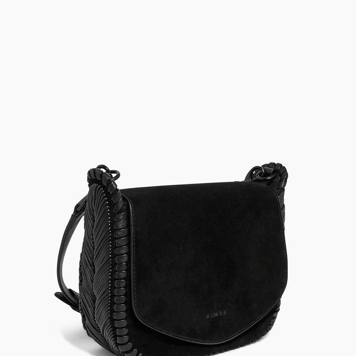 Black Suede All For Love Saddle Crossbody for wholesale on Faire2