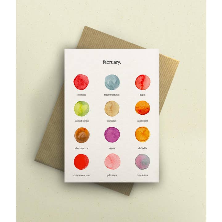 By Tilly - Wholesale Everyday greeting card - The Colours of February Greetings Card