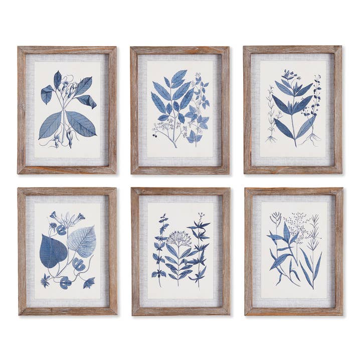 Blue Leaf Petite Prints, Set Of 6 for wholesale by Napa Home & Garden