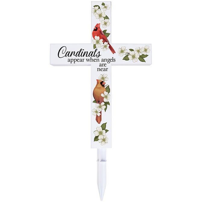 Gift & Garden by Carson - Wholesale Garden/Lawn Stake - "Cardinals Appear" Solar Cross Stake