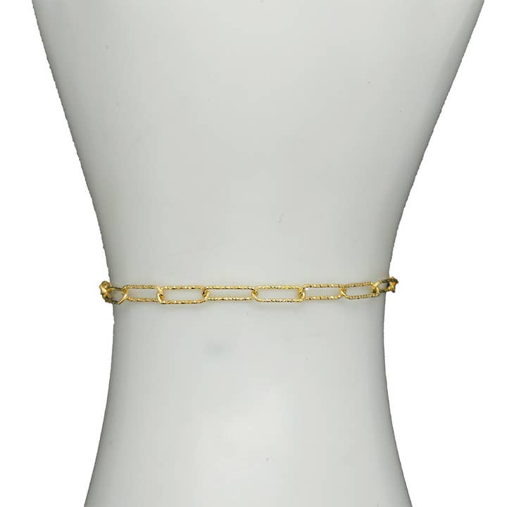Amberman – Großhandel Glieder- & Kettenarmband – Italienisches Armband aus vergoldetem Sterlingsilber im Diamantschliff 7″